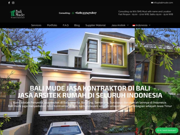 balimude.com website screenshot Jasa Kontraktor di Bali | Jasa Arsitek Rumah Mewah | Balimude