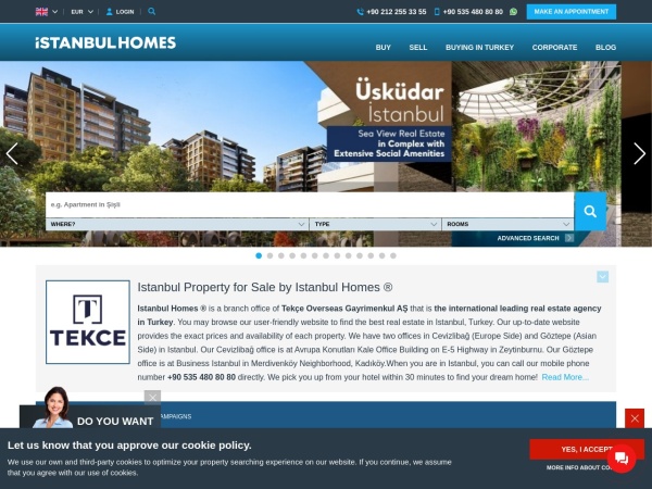 istanbulhomes.com website ekran görüntüsü ISTANBUL HOMES ® | Istanbul Real Estate for Sale | Istanbul Property