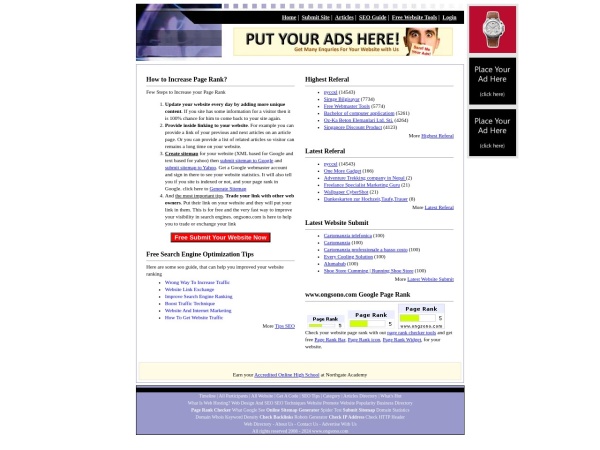ongsono.com website ekran görüntüsü Free Web Directory to Increase Google Page Rank and Promote Website