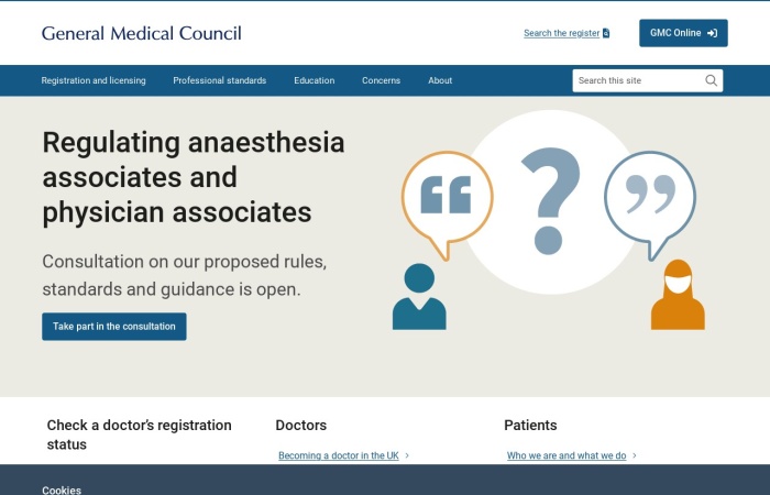 Screenshot of www.gmc-uk.org