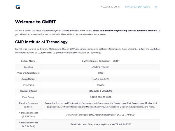 Screenshot of www.gmrit.org