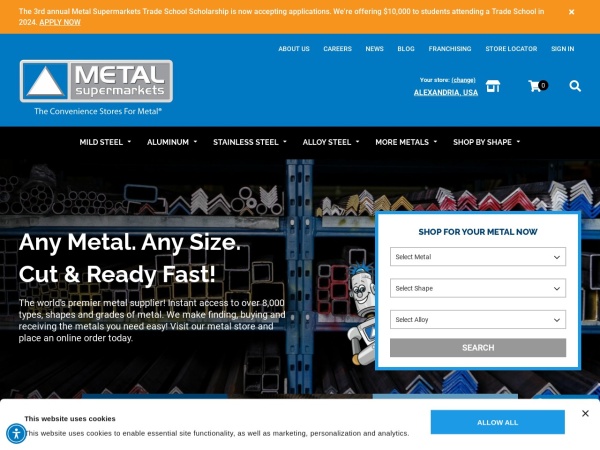 Screenshot of www.metalsupermarkets.com