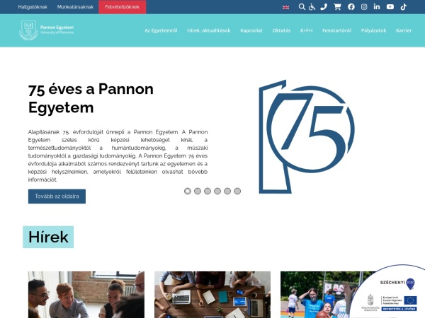 Screenshot of www.uni-pannon.hu
