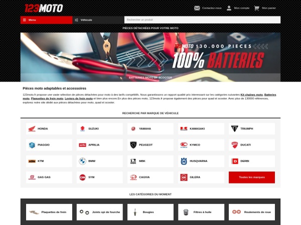 123moto.fr website skärmdump Pièces moto quad et scooter sur 123moto.fr