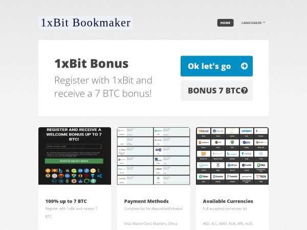 1xbit.me website ekran görüntüsü 1xBit - Sports Betting, Bonus 7 BTC - 1xBit Bookmaker