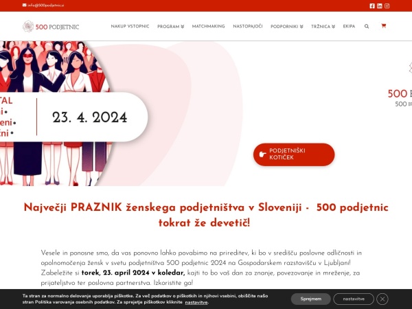 500podjetnic.si website ekran görüntüsü 500 Podjetnic – 500 podjetnic – največji dogodek ženskega podjetništva v Sloveniji &#821