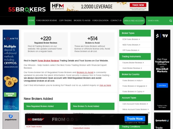55brokers.com website capture d`écran Forex Broker Reviews 2021: 700+ Trading Platform Review