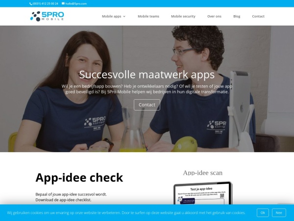5pro.nl website skærmbillede 5PRO Mobile | Jouw partner in app ontwikkeling en beveiliging