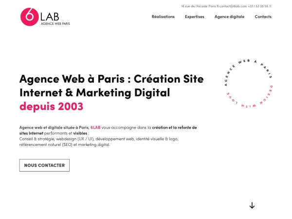 6lab.com website screenshot Agence Web Paris | 6LAB : Agence digitale de création de site Internet