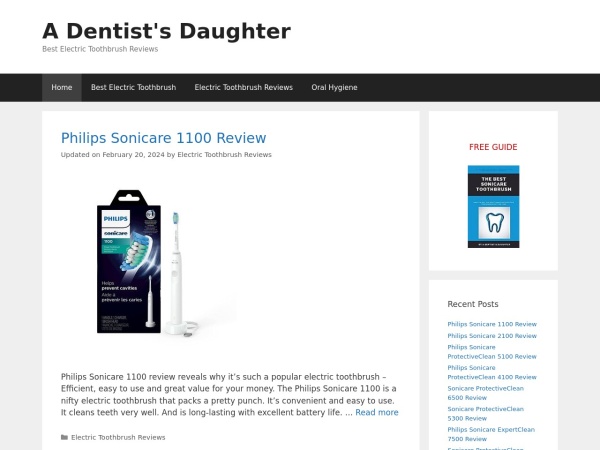 adentistsdaughter.com website skärmdump - Best Electric Toothbrush Reviews