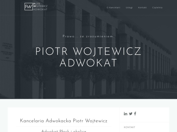 adwokatwojtewicz.pl website screenshot Adwokat Piotr Wojtewicz Płock - Adwokat Płock Sochaczew Żyrardów Gostynin