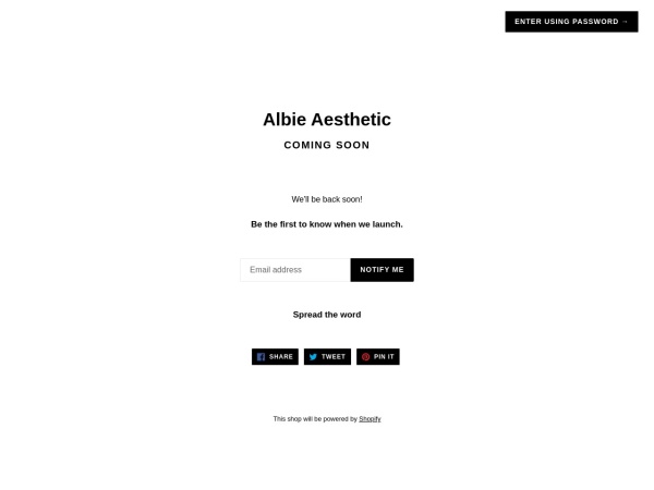 aestheticbands.com website Bildschirmfoto Albie Aesthetic – Opening Soon