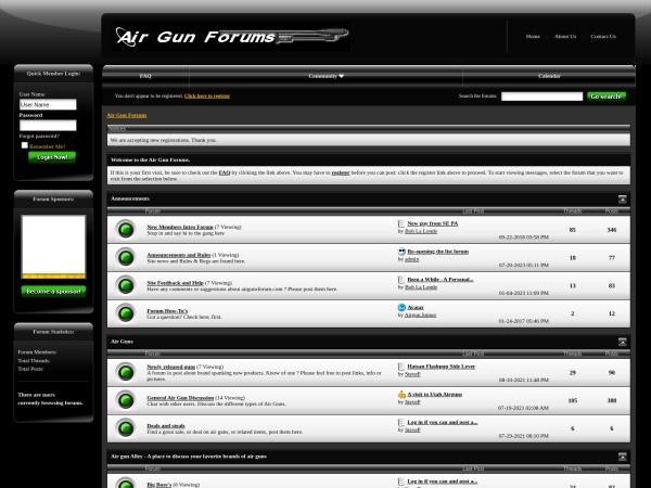 airgunsforum.com website captura de pantalla Air Gun Forums - Powered by vBulletin
