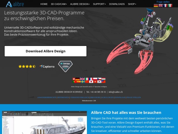 alibre.ch website Bildschirmfoto ALIBRE DESIGN - 3D CAD CAM