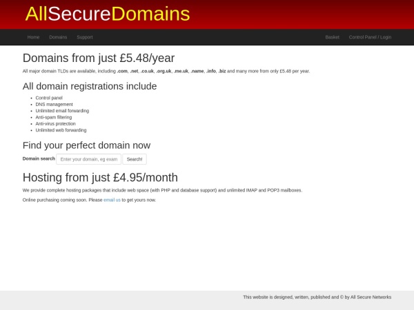 allsecuredomains.com website captura de tela All Secure Domains