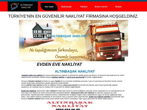 altinbasaknakliyat.com website ekran görüntüsü İSTANBUL Evden Eve Nakliyat | Altınbaşak NAKLİYAT