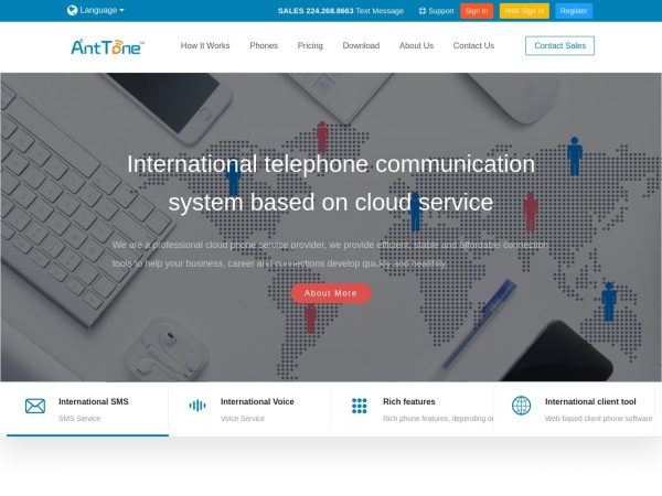 anttone.com website Скриншот VoIP Calls & Phone Line App | AntTone.com
