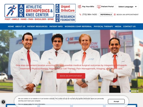 aokc.net website skærmbillede Athletic Orthopedics & Knee Center | Orthopedic Treatment Houston, TX