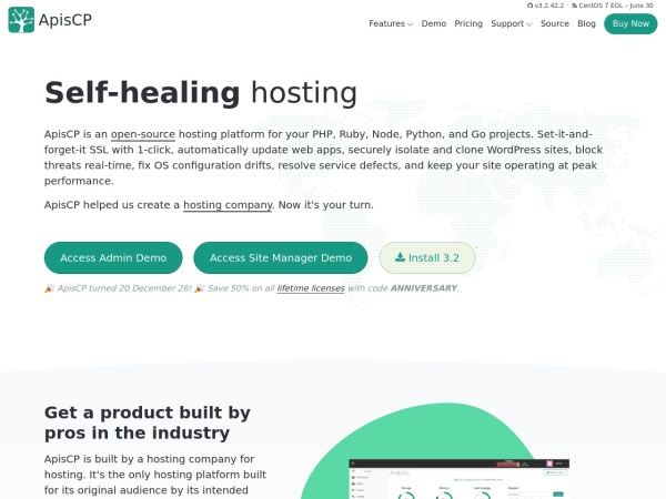 apnscp.com website Скриншот ApisCP · A modern hosting platform | Apis Networks