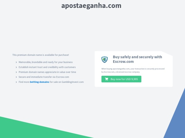 apostaeganha.com website Скриншот apostaeganha.com domain name is for sale. Inquire now.