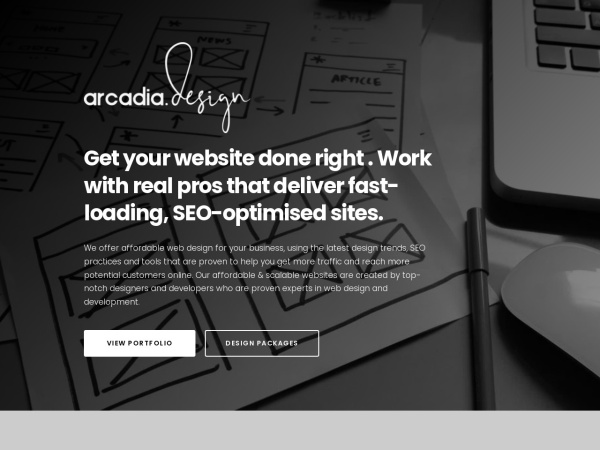 arcadia.design website capture d`écran affordable web design by arcadia design