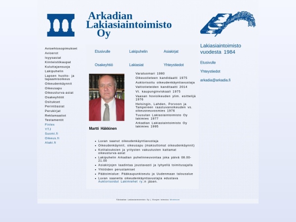 arkadia.fi website capture d`écran Arkadian Lakiasiaintoimisto Oy