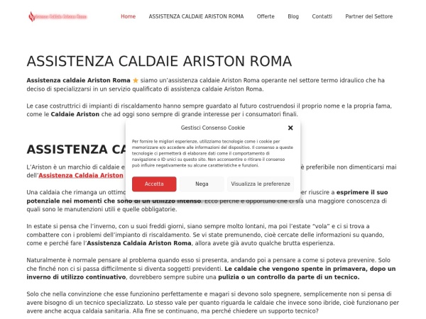 assistenzacaldaieariston-roma.com website Скриншот Assistenza Ariston Roma - Assistenza Caldaie Ariston Roma