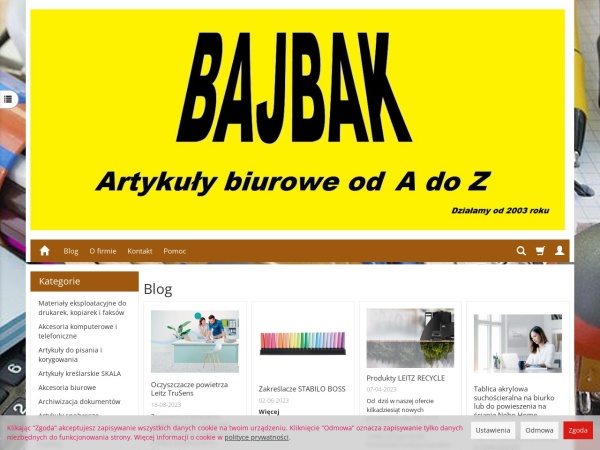 bajbak.pl website screenshot BAJBAK Artykuły Biurowe od A do Z