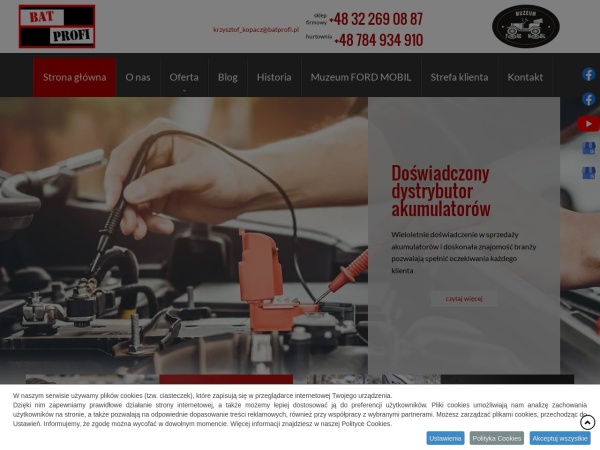 batprofi.pl website screenshot Akumulatory - sprzedaż hurtowa i detaliczna | Bat Profi – Będzin
