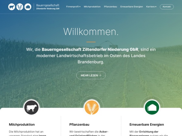 bauerngesellschaft.de website ekran görüntüsü Willkommen * Bauerngesellschaft Ziltendorfer Niederung