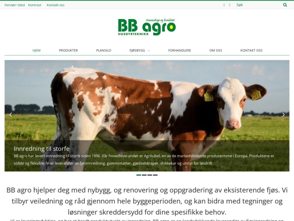 bbagro.no website screenshot Nybygg, innredning og ombygging av fjøs | BB Agro | BB Agro