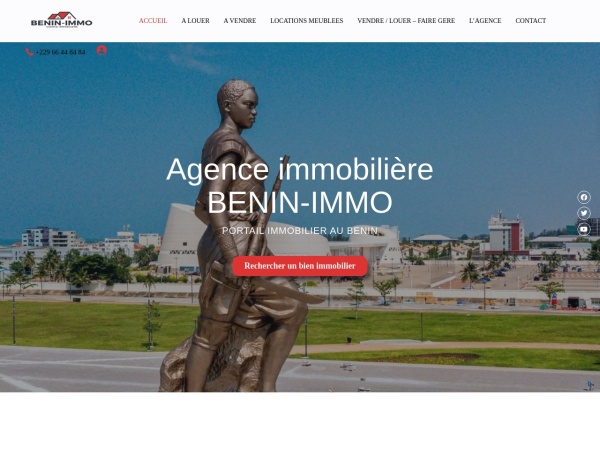 benin-immo.com website capture d`écran Agence immobilière BENIN-IMMO à Cotonou, Calavi au Bénin