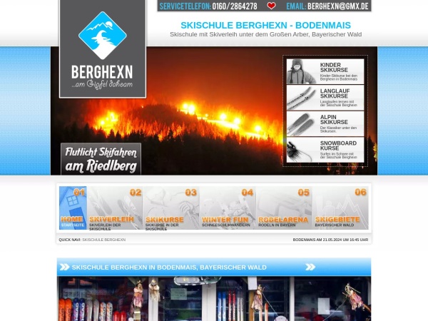 berghexn.de website captura de tela Skischule Berghexn ⛷️ Skischule & Skiverleih - Bodenmais, Bayerischer Wald