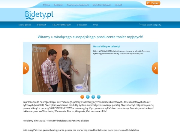 bidety.pl website screenshot Bidety.pl -  bidet z wc, deska bidetowa, deska sedesowa z bidetem, sedes, bidet, wc z bidetem