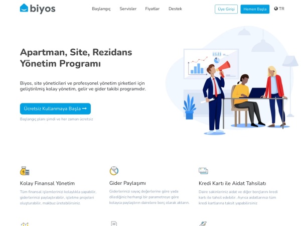 biyos.net website ekran görüntüsü Ücretsiz Site Yönetim Yazılımı, Apartman Yönetim Programı