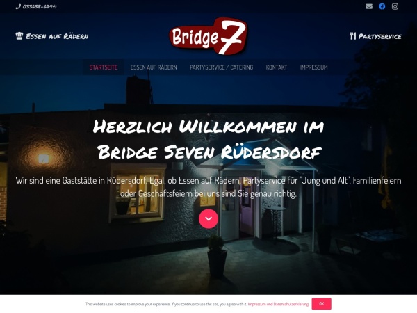 bridge-seven.de website skärmdump Startseite - Bridge Seven Rüdersdorf - Gaststätte und Lieferservice