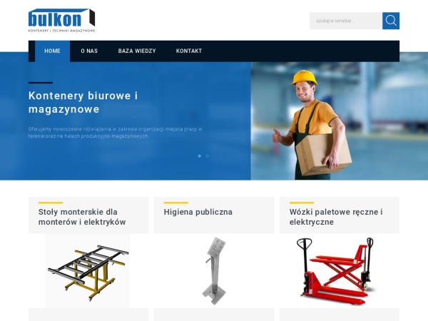bulkon.pl website skärmdump Kontenery i techniki magazynowe | Bulkon