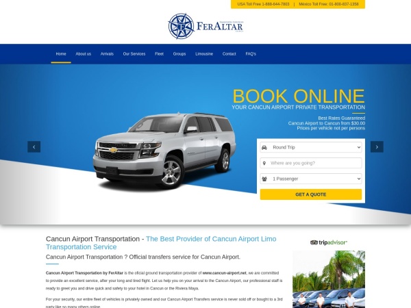 cancunairporttransportation.us website ekran görüntüsü Cancun Airport Transportation Official Service - SAVE MONEY Booking Online