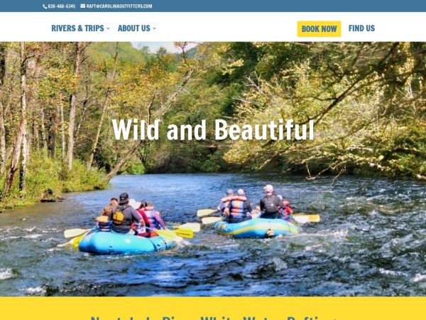 carolinaoutfitters.com website screenshot Nantahala River Rafting White Water Adventures North Carolina
