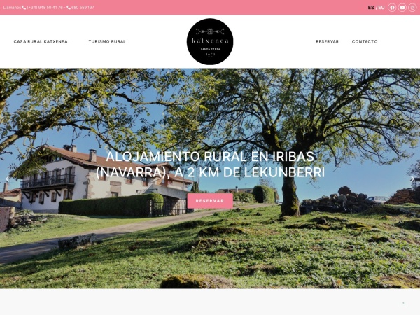 casaruralkatxenea.com website skärmdump Bienvenidos a la casa rural Katxenea en Iribas - Larraun, Navarra
