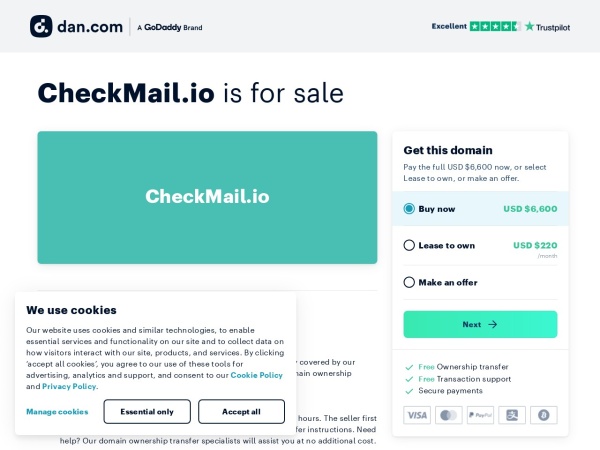 checkmail.io website captura de tela The domain name CheckMail.io is for sale