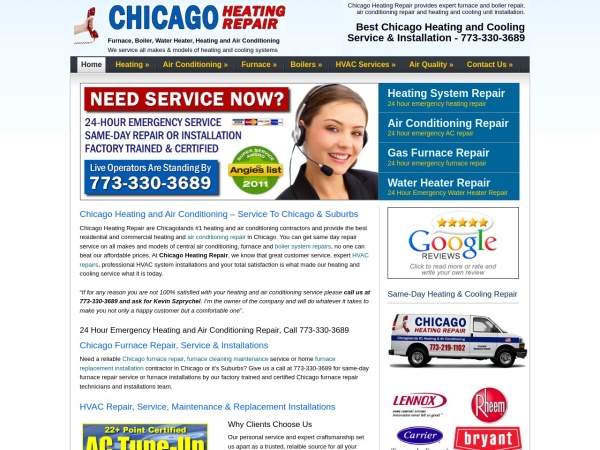 chicago-heating-repair.com website capture d`écran Air Conditioning Chicago: Furnace Repair, Heating and Cooling, HVAC Repair