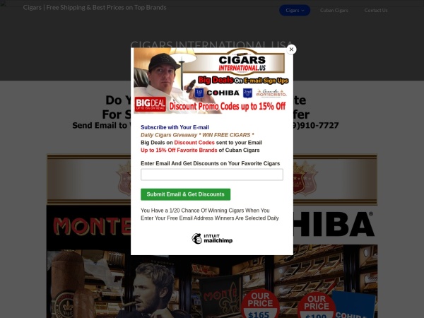 cigarsinternational.us website captura de pantalla Cigars | Free Shipping & Best Prices on Top Brands