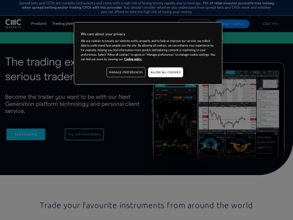 cmcmarket.com website capture d`écran CFD Handel & Forex Trading | Online Trading | CMC Markets