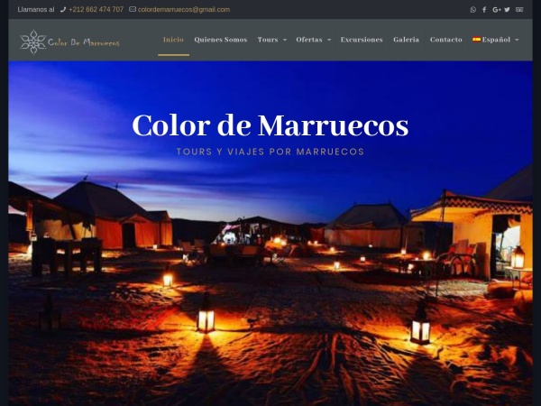 colordemarruecos.com website screenshot Viajes Desierto Marruecos - Tours Desierto Marrakech - Excursiones Marruecos