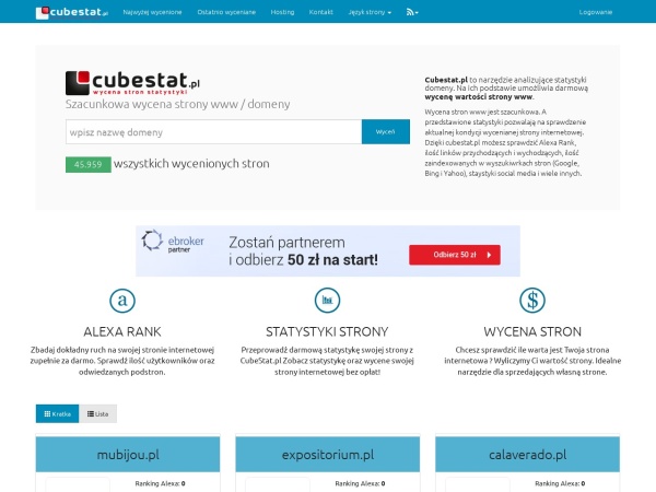 cubestat.pl website immagine dello schermo Cubestat.pl :: darmowa wycena domen i stron www