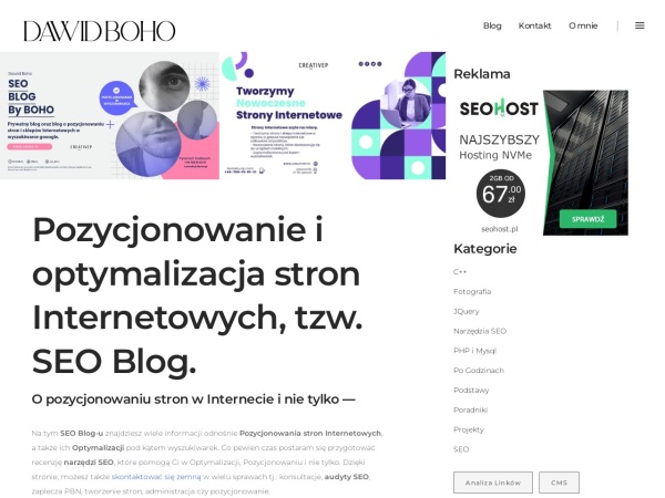 dboho.pl website Скриншот SEO blog - Pozycjonowanie i Optymalizacja stron WWW - dboho.pl