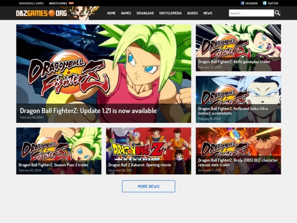 dbzgames.org website ekran görüntüsü Dragon Ball Z Games - DBZGames.org