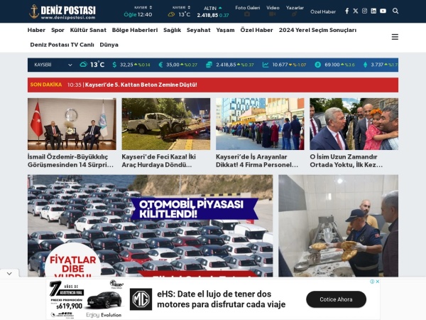 denizpostasi.com website Скриншот Kayseri'nin en çok okunan haber gazetesi. - Kayseri Deniz Postası