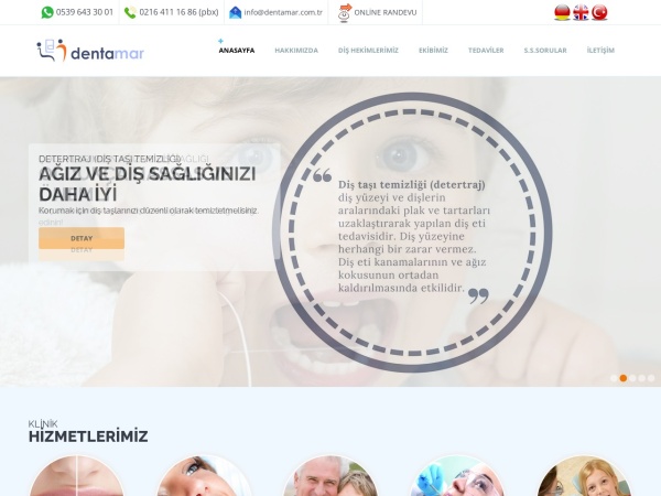 dentamar.com.tr website skärmdump Erenköy Ağız ve Diş Sağlığı Kliniği |  Diş Hekimi | Diş Doktoru
